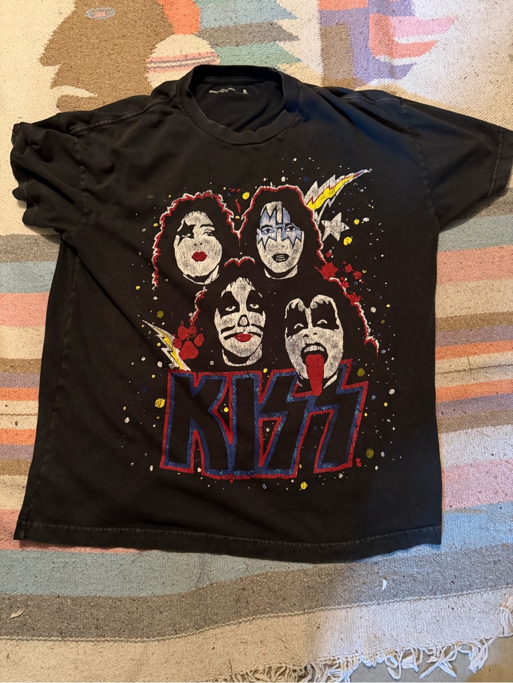 KISS Band Concert T Shirt All Over Print W/ Ace Frehley, Abercrombie & Fitch XL